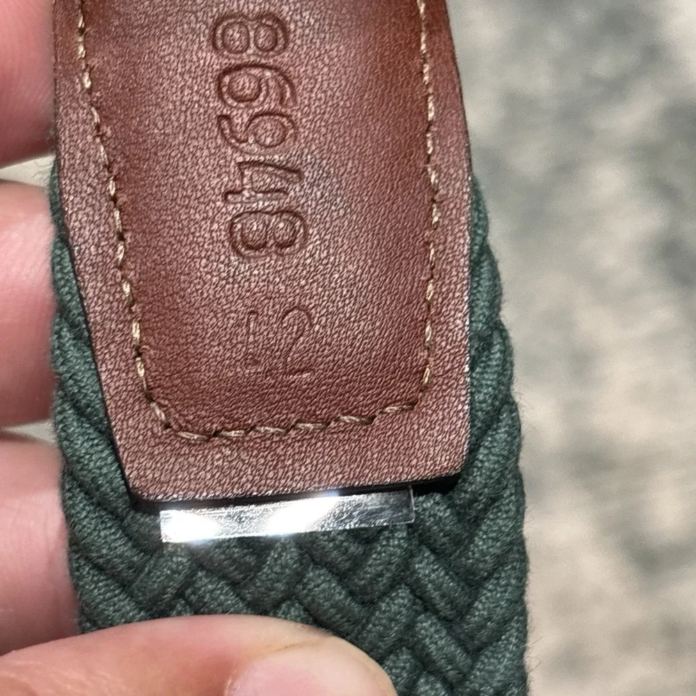 Vintage Genuine‎ Crocodile Belt Stretch Green Woven Size 42 Made In USA